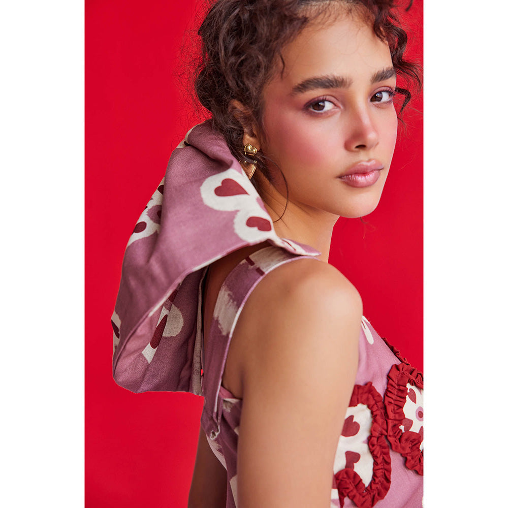 Zip by Payal & Zinal Hearts Unlocked Scarlet Berry Co-Ord (Set of 2)