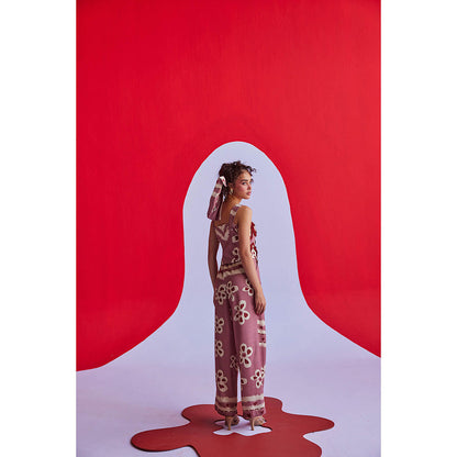 Zip by Payal & Zinal Hearts Unlocked Scarlet Berry Co-Ord (Set of 2)