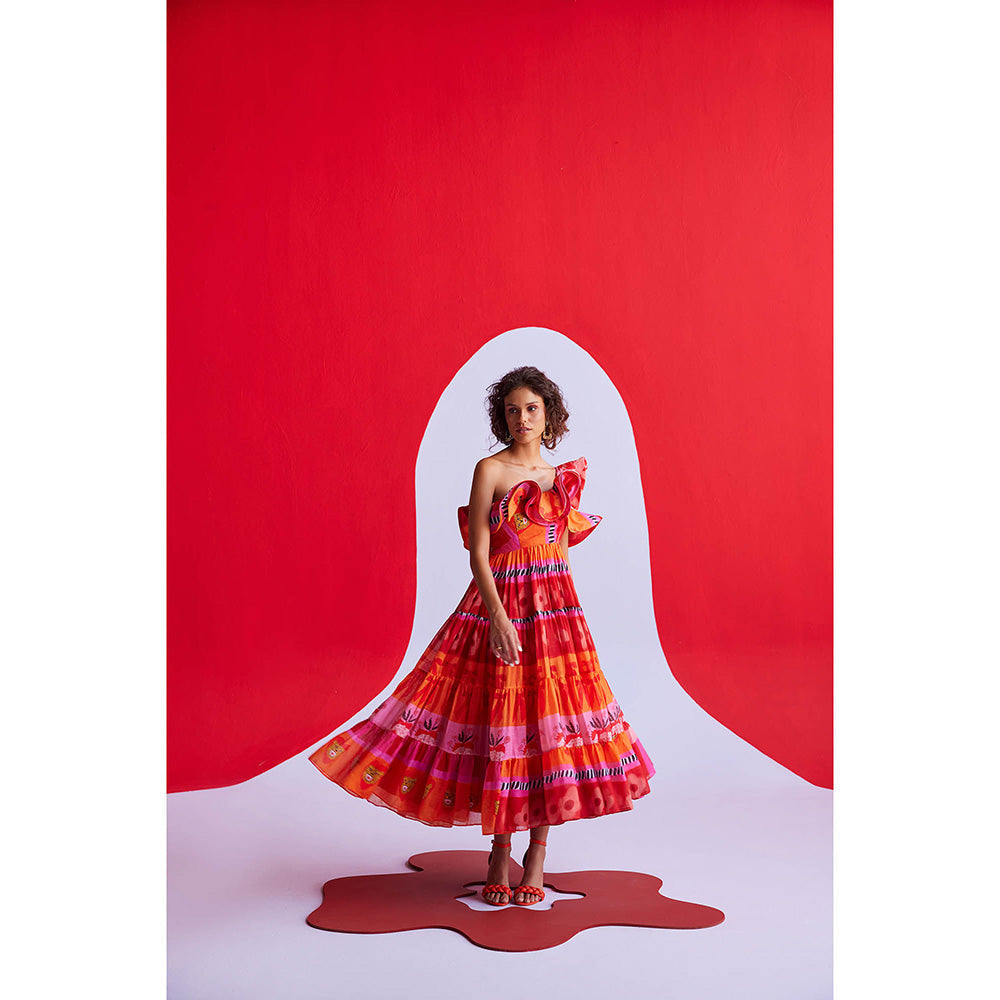 Zip by Payal & Zinal Hearts Unlocked Tangerine Twist Dress