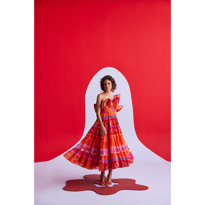 Zip by Payal & Zinal Hearts Unlocked Tangerine Twist Dress