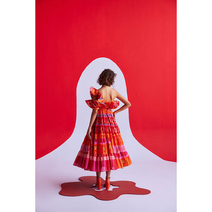 Zip by Payal & Zinal Hearts Unlocked Tangerine Twist Dress