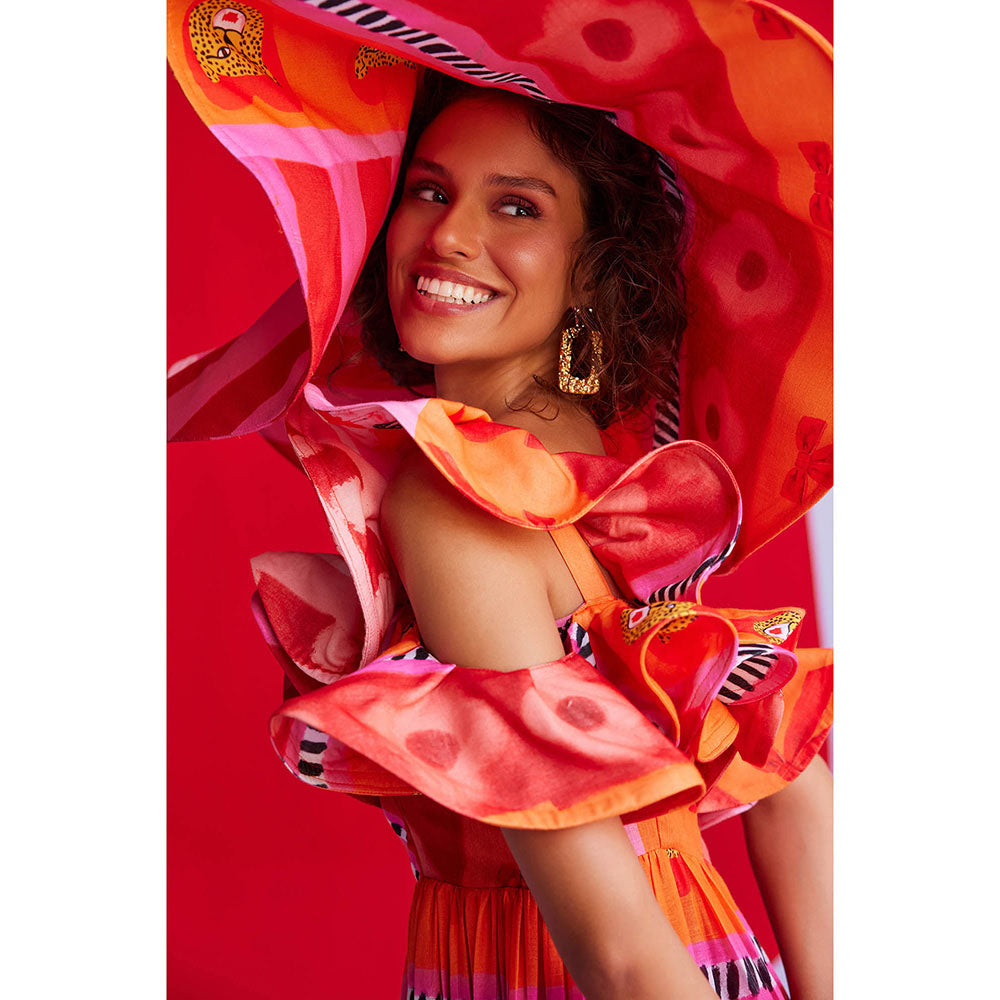 Zip by Payal & Zinal Hearts Unlocked Tangerine Twist Dress