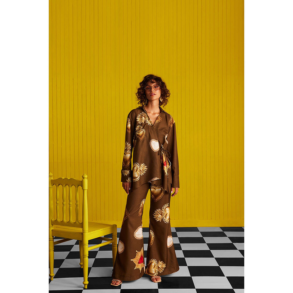 Zip by Payal & Zinal Hearts Unlocked Brown Oasis Top