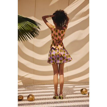 Zip by Payal & Zinal Pink and Green Pop Blocks Printed Top