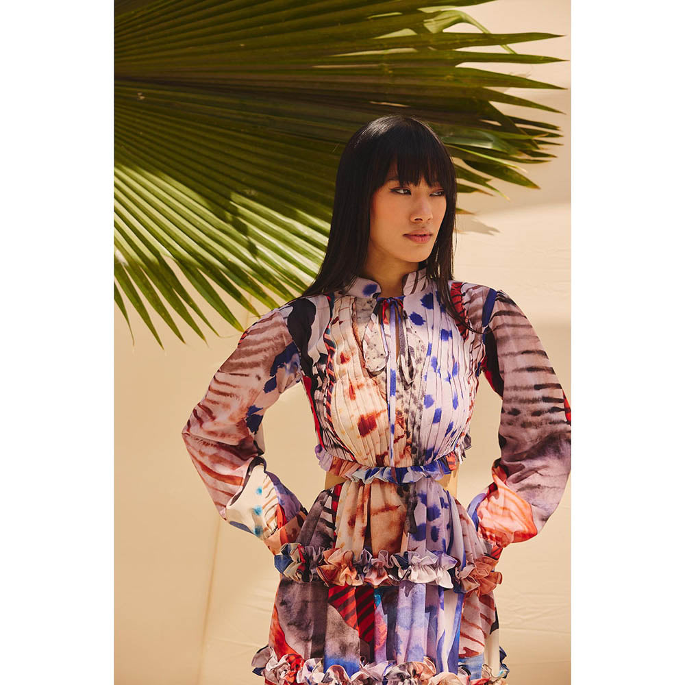 Zip by Payal & Zinal Pleats and Palettes Printed Mini Dress