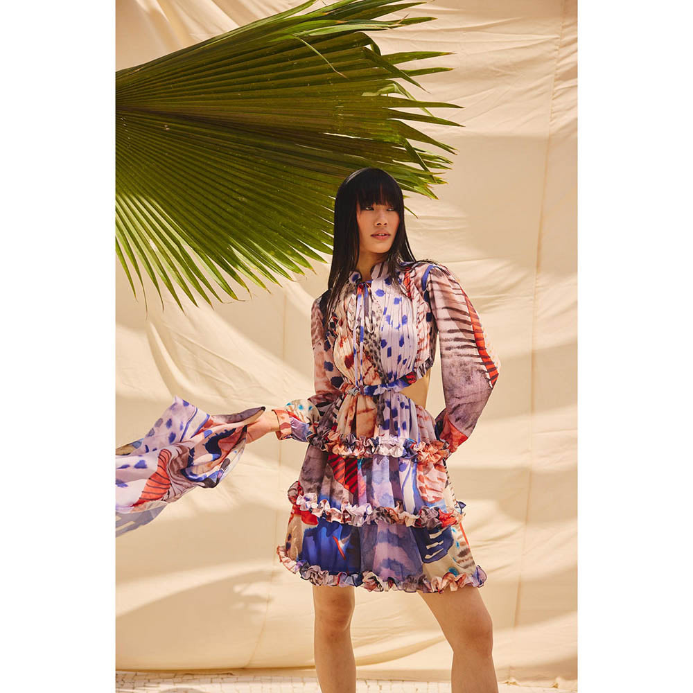 Zip by Payal & Zinal Pleats and Palettes Printed Mini Dress