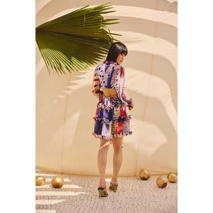 Zip by Payal & Zinal Pleats and Palettes Printed Mini Dress