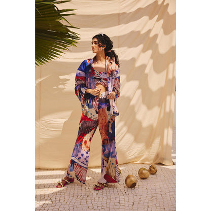 Zip by Payal & Zinal Purple Burnt Ashes Bralette Co-Ord (Set of 3)