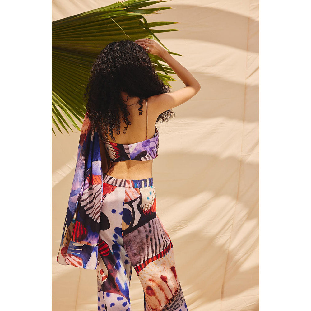 Zip by Payal & Zinal Purple Burnt Ashes Bralette Co-Ord (Set of 3)