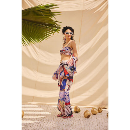 Zip by Payal & Zinal Purple Burnt Ashes Bralette Co-Ord (Set of 3)