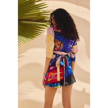 Zip by Payal & Zinal Chromatic Drift Printed Top and Shorts (Set of 2)