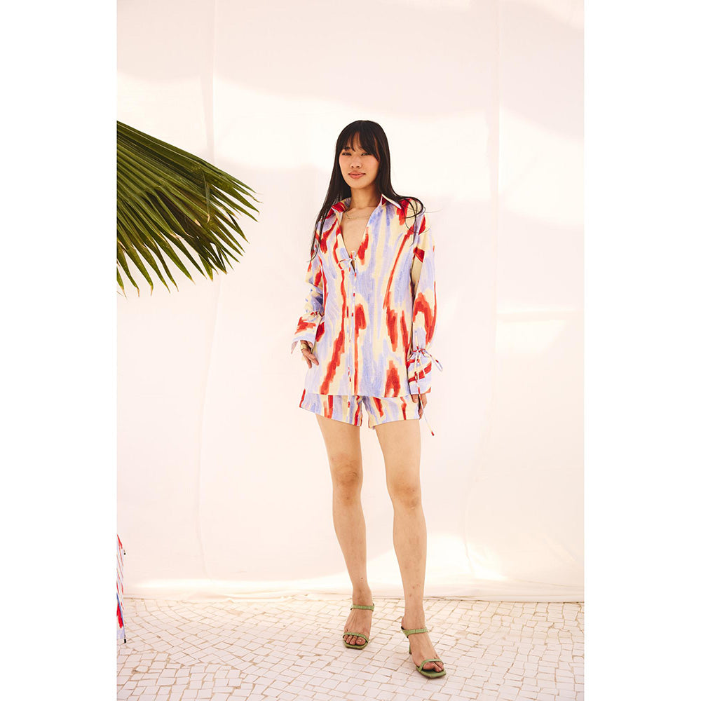 Zip by Payal & Zinal Hazy Hue Printed Shirt and Shorts (Set of 2)