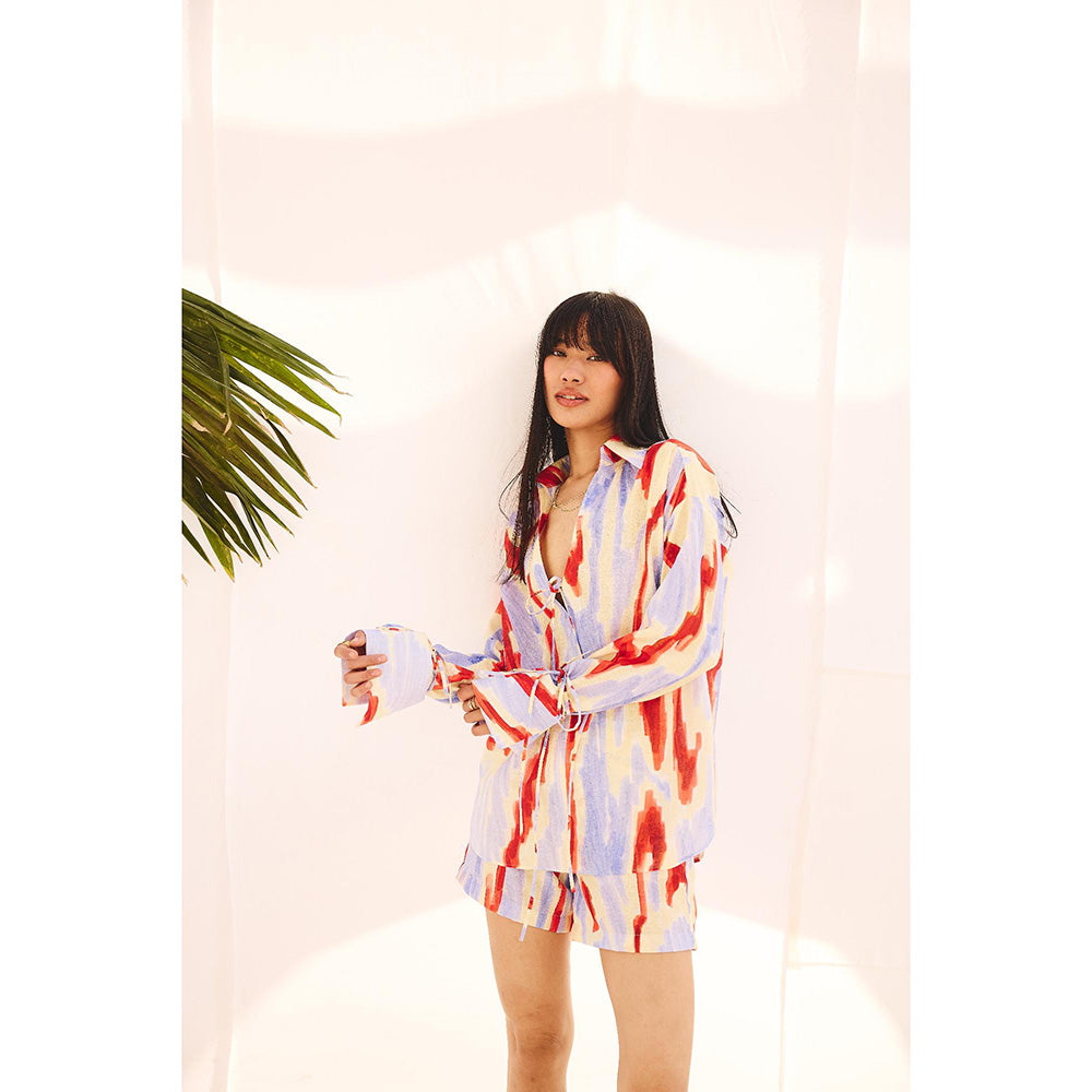 Zip by Payal & Zinal Hazy Hue Printed Shirt and Shorts (Set of 2)