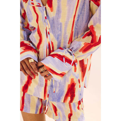 Zip by Payal & Zinal Hazy Hue Printed Shirt and Shorts (Set of 2)