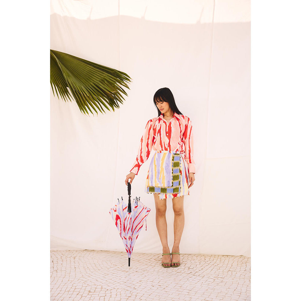 Zip by Payal & Zinal Red Spectrum Printed Shirt and Skirt (Set of 2)