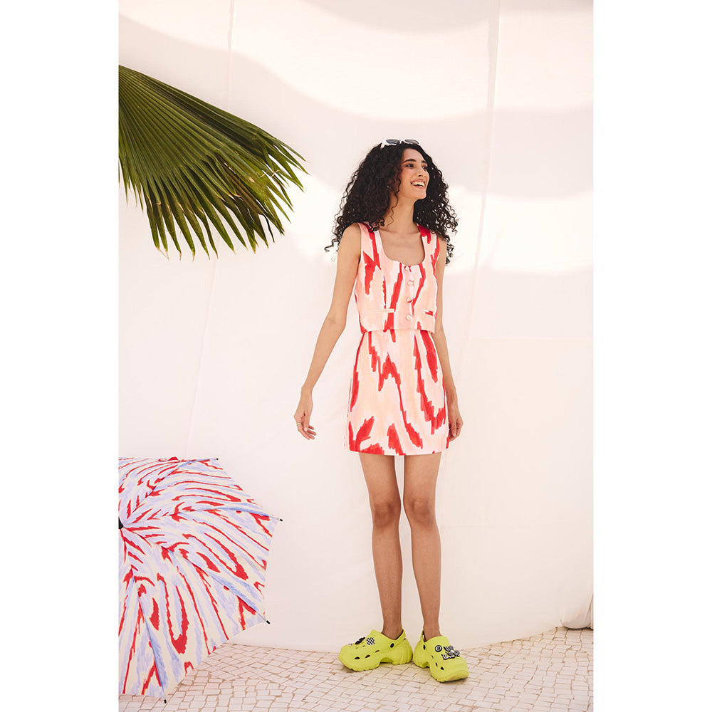 Zip by Payal & Zinal Sunset Strokes Printed Vest Top and Skirt (Set of 2)