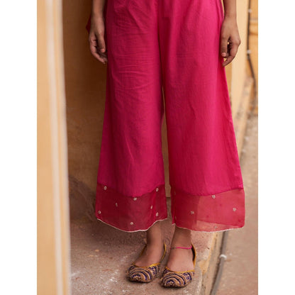 Zoon Rani Pink Sequined Angarkha Kurta with Pant and Dupatta (Set of 3)