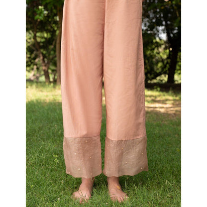Zoon A Dusky Pink Embroidered-Sequined Kurta with Pant and Cotton Muslin Slip (Set of 3)
