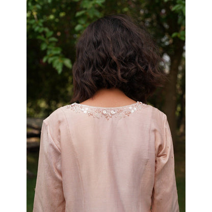 Zoon Light Pink Embroidered- Sequined Kurta with Pant and Dupatta (Set of 3)