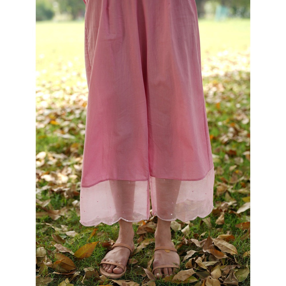 Zoon Pink Embroidered-Sequined Kurta with Pant and Dupatta (Set of 3)