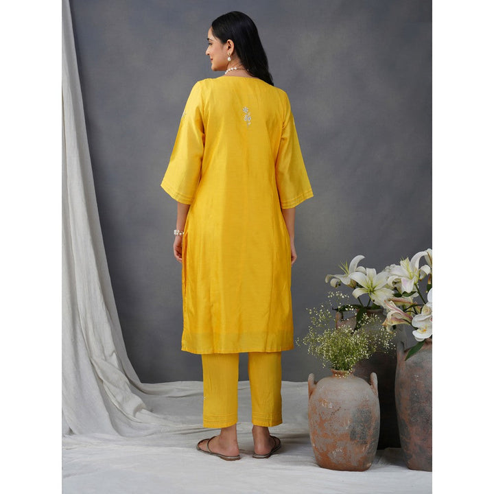 Zuri Yellow Embroidered Chanderi Paired With Matching Pant