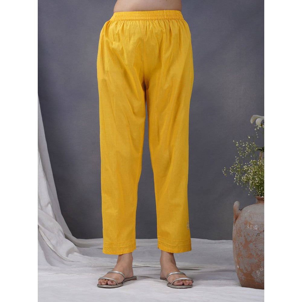 Zuri Yellow Embroidered Chanderi Paired With Matching Pant