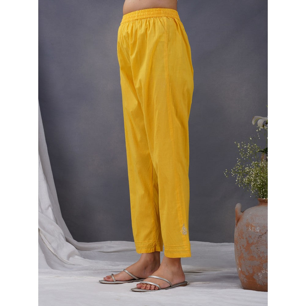 Zuri Yellow Embroidered Chanderi Paired With Matching Pant