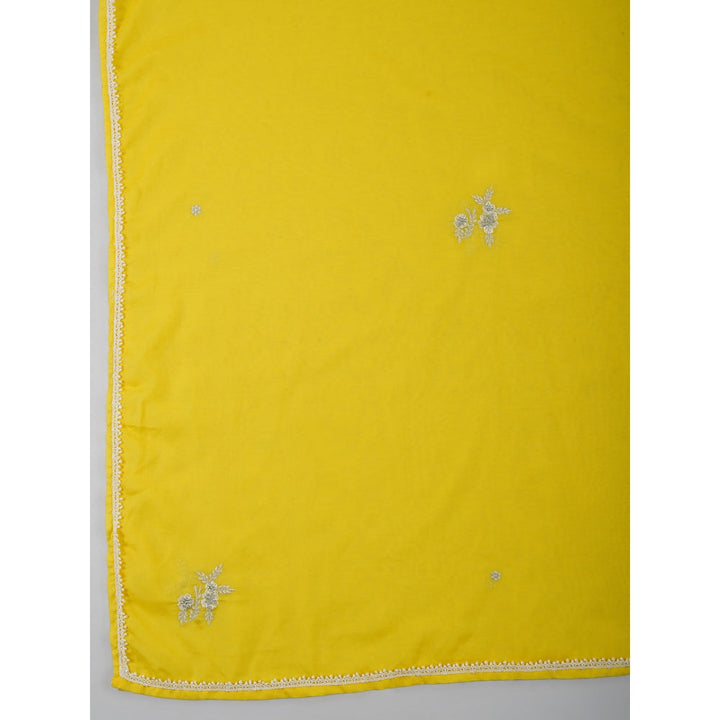 Zuri Yellow Embroidered Chanderi Kurta Paired With Matching Pant And Dupatta