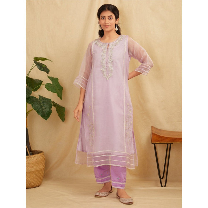 Zuri Sea Green Embroidered Organza Kurta With Sea Green Pants