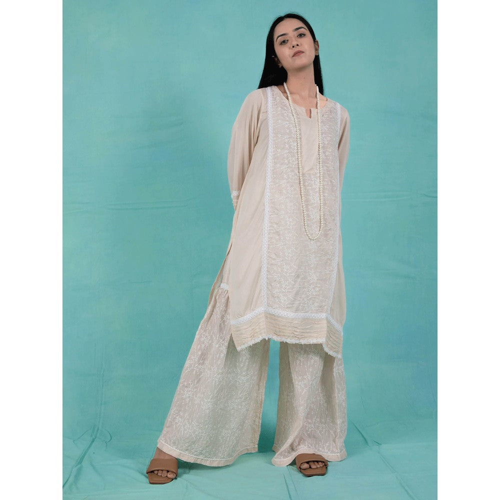 Zuri Pink Cotton Embroidered Kurta Paired With Matching Pant