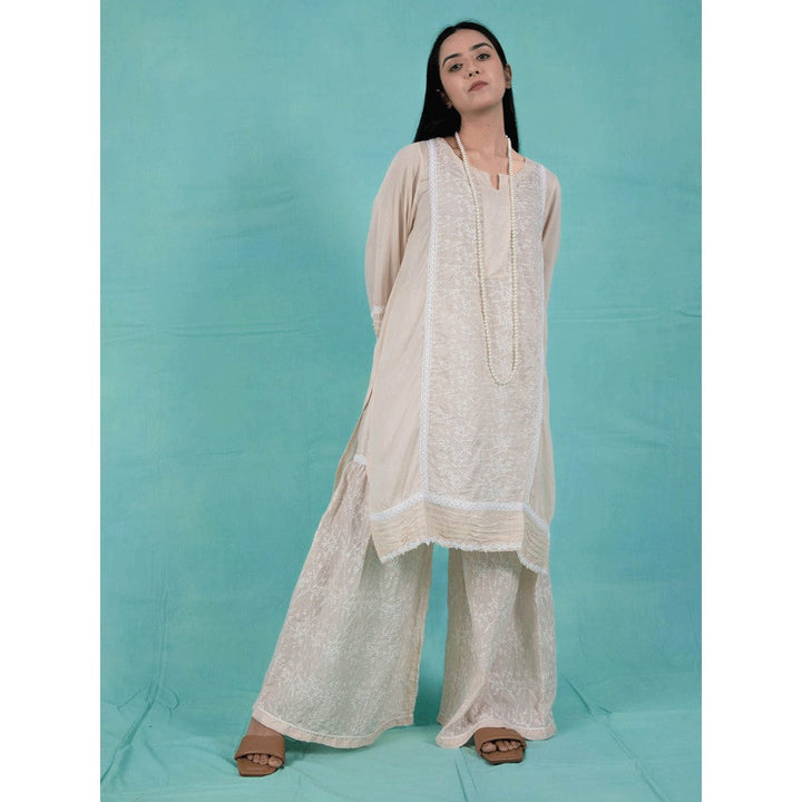 Zuri Pink Cotton Embroidered Kurta Paired With Matching Pant