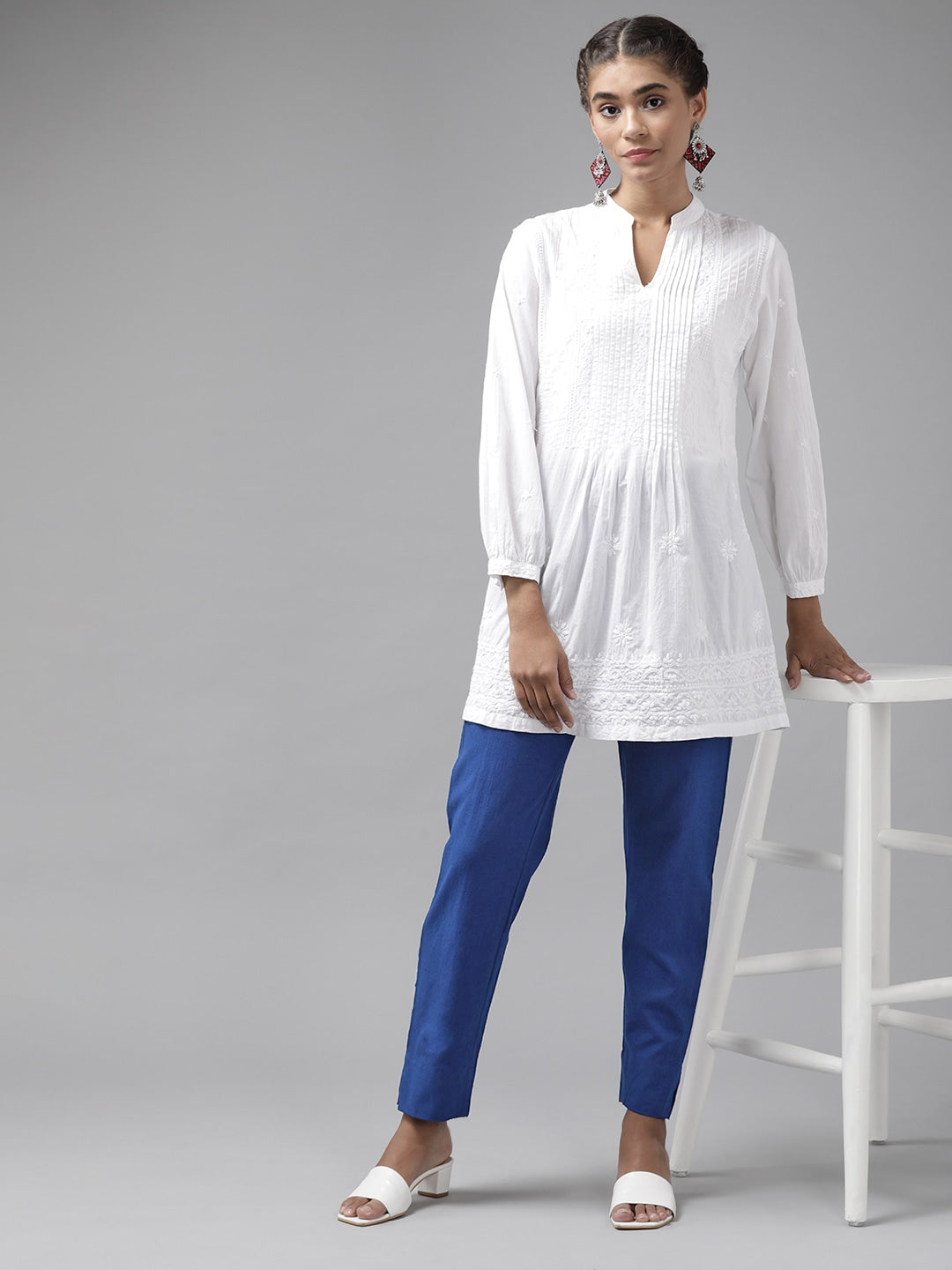 Blue Cotton Fit Trousers Yufta Store