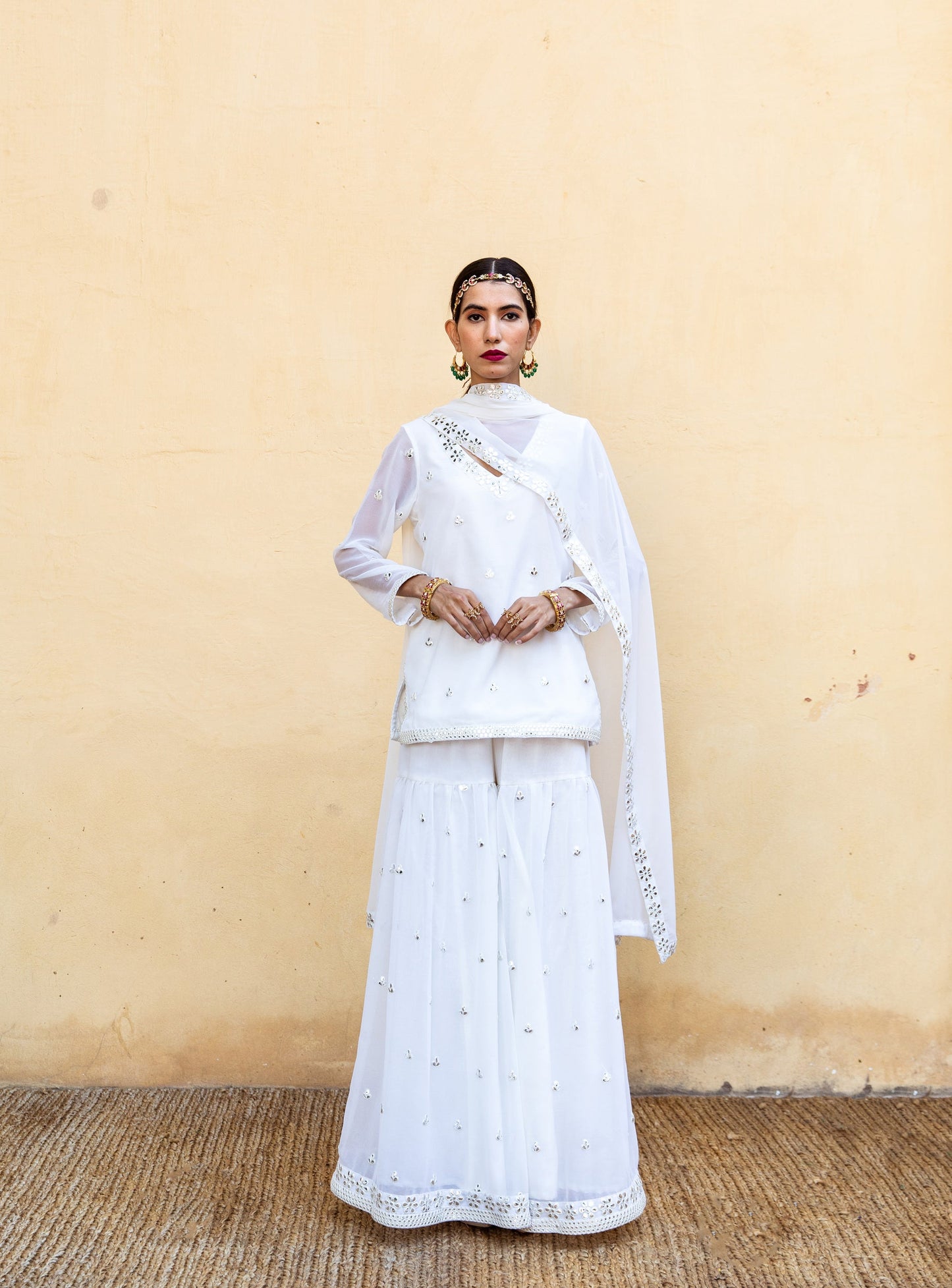 Hoor Ivory Sharara Set