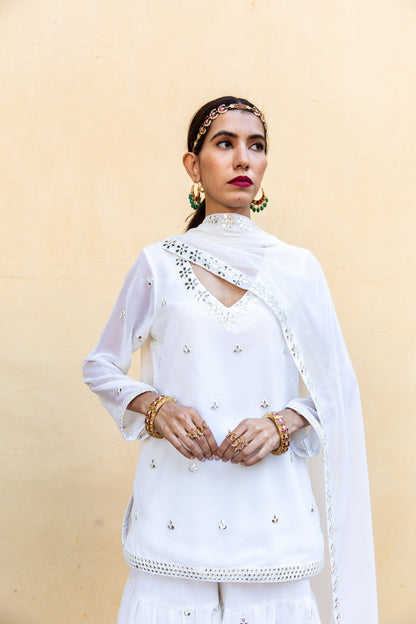 Hoor Ivory Sharara Set