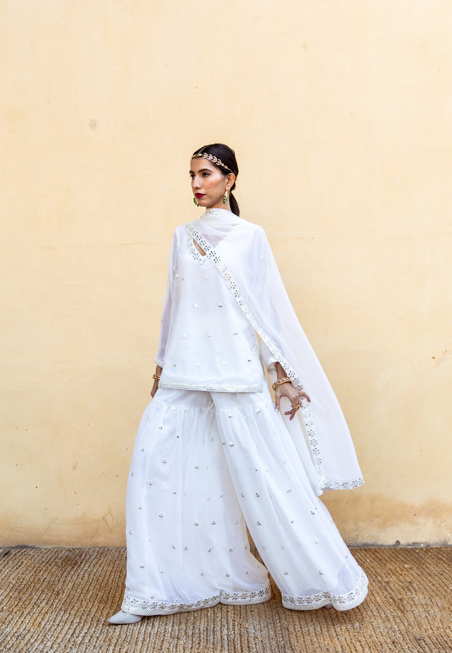 Hoor Ivory Sharara Set