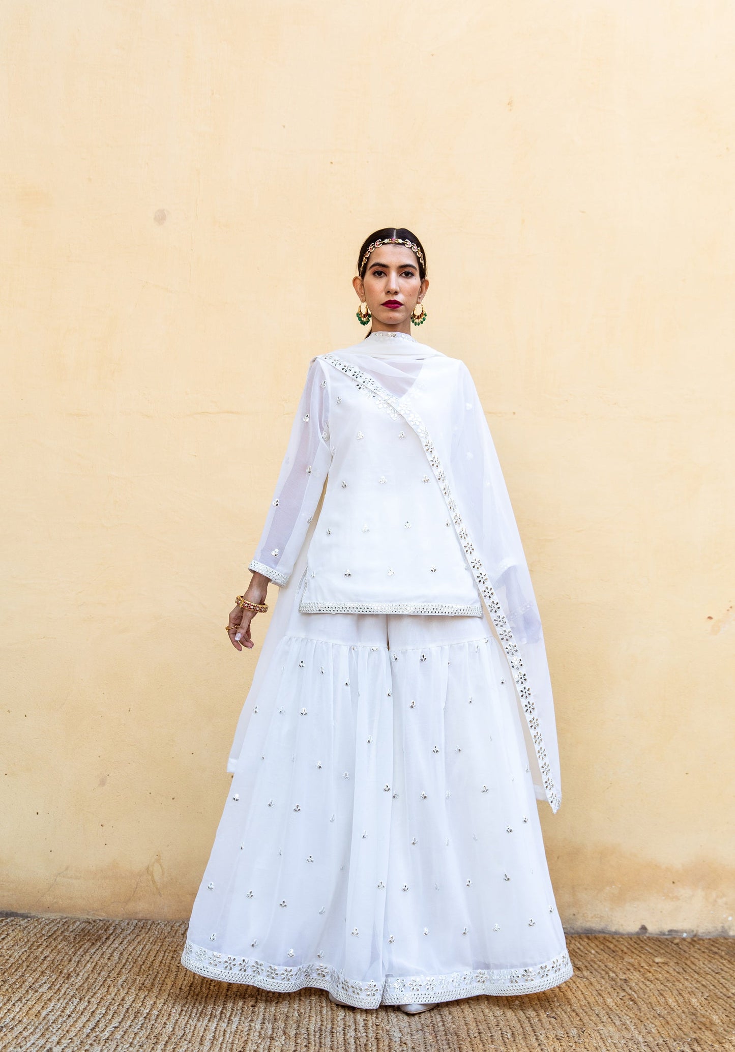 Hoor Ivory Sharara Set