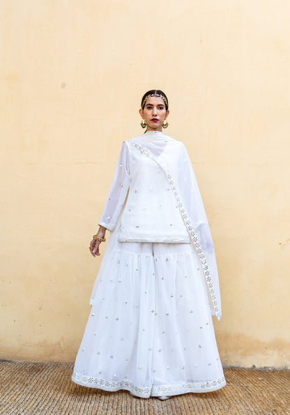 Hoor Ivory Sharara Set