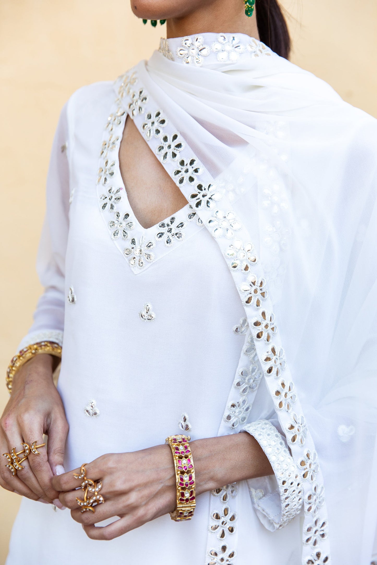 Hoor Ivory Sharara Set