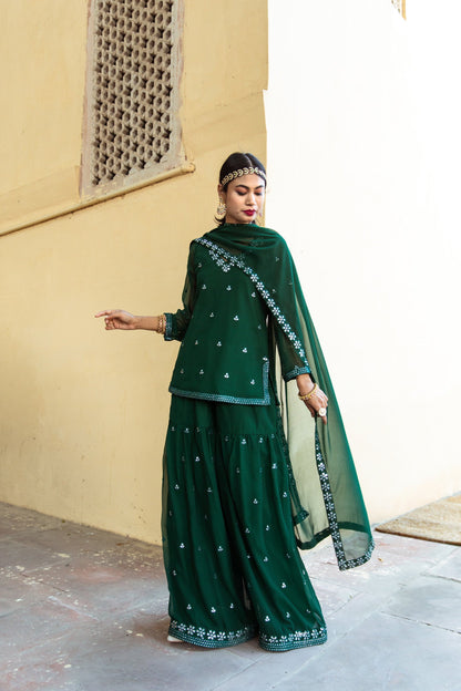 Hoor Green Sharara Set