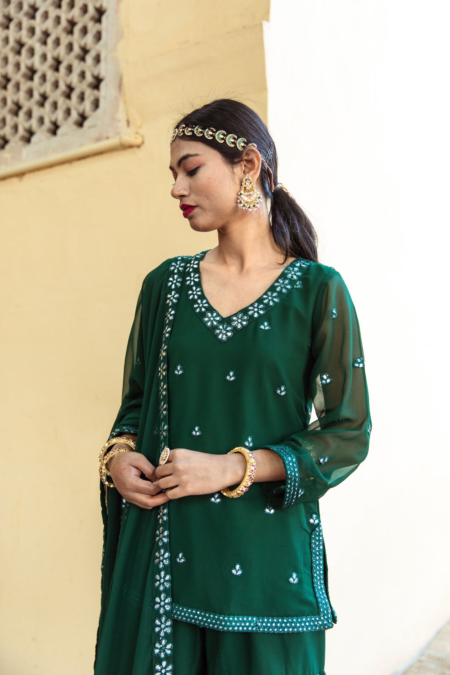 Hoor Green Sharara Set