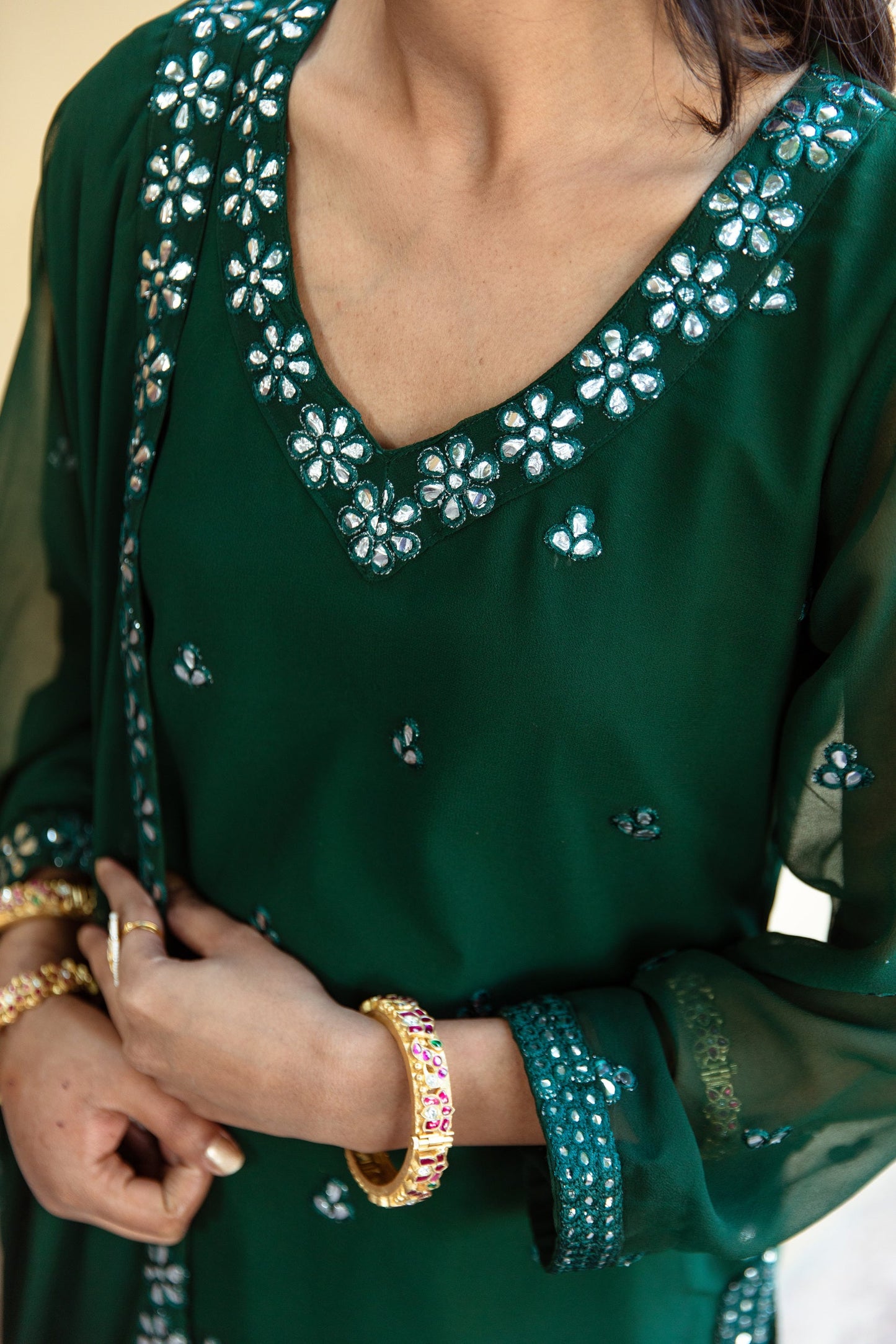 Hoor Green Sharara Set