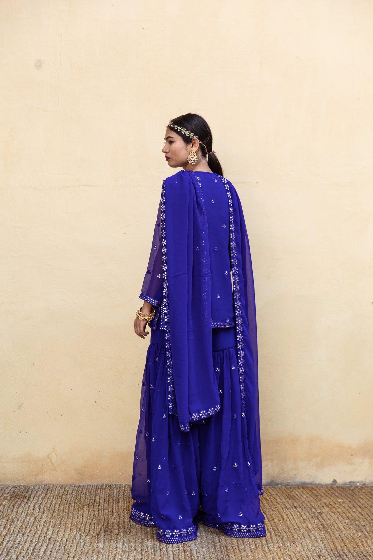 Hoor Blue Sharara Set