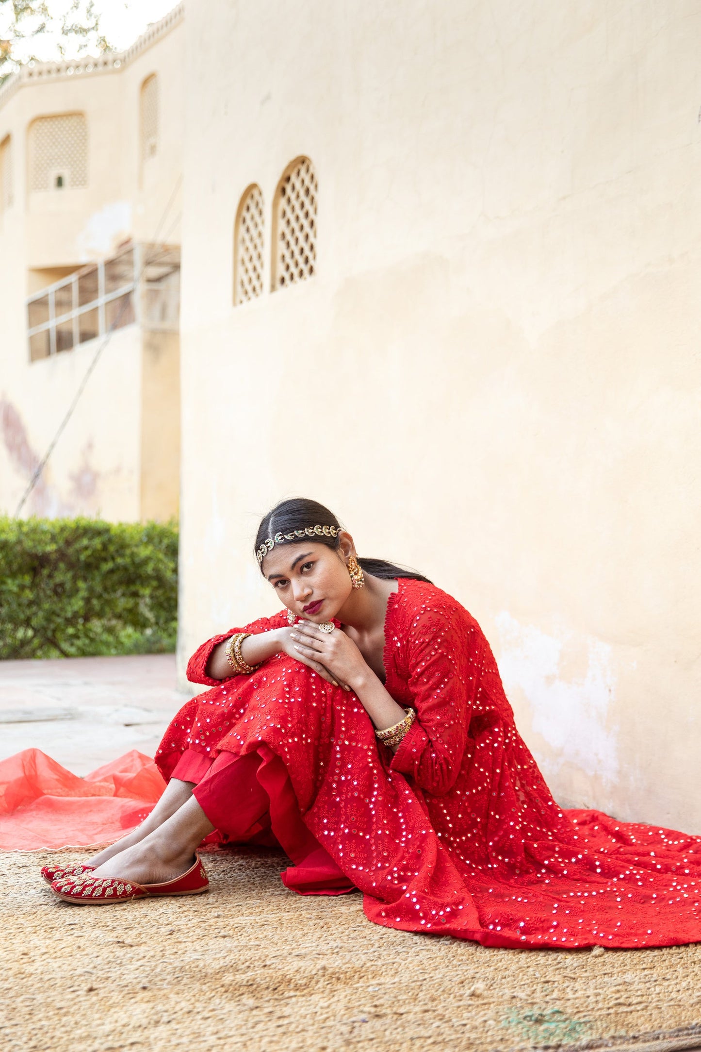 Damini Red Anarkali Set