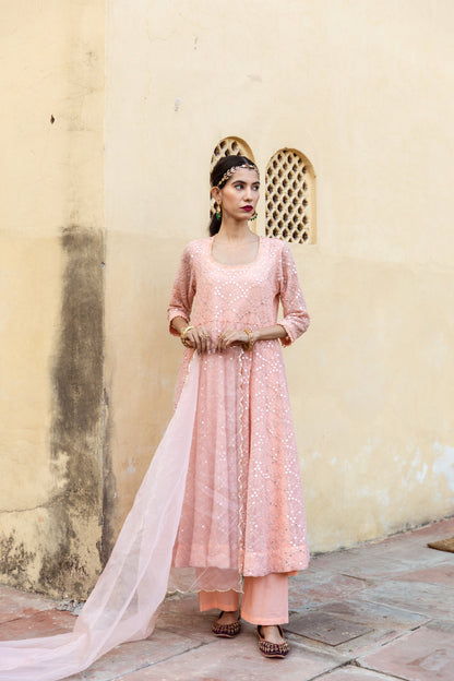 Damini Peach Anarkali Set