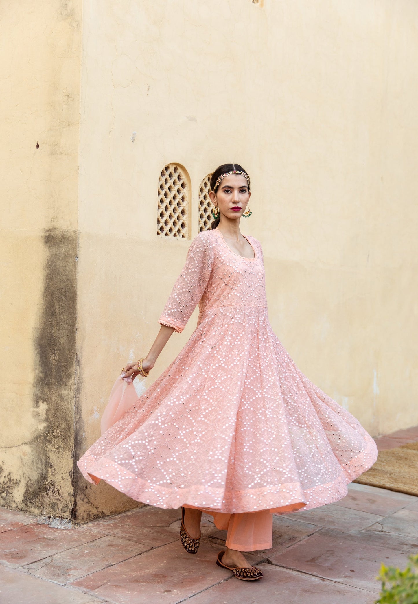 Damini Peach Anarkali Set