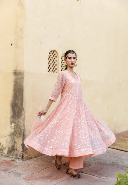 Damini Peach Anarkali Set
