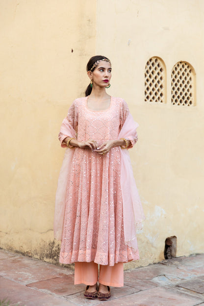 Damini Peach Anarkali Set