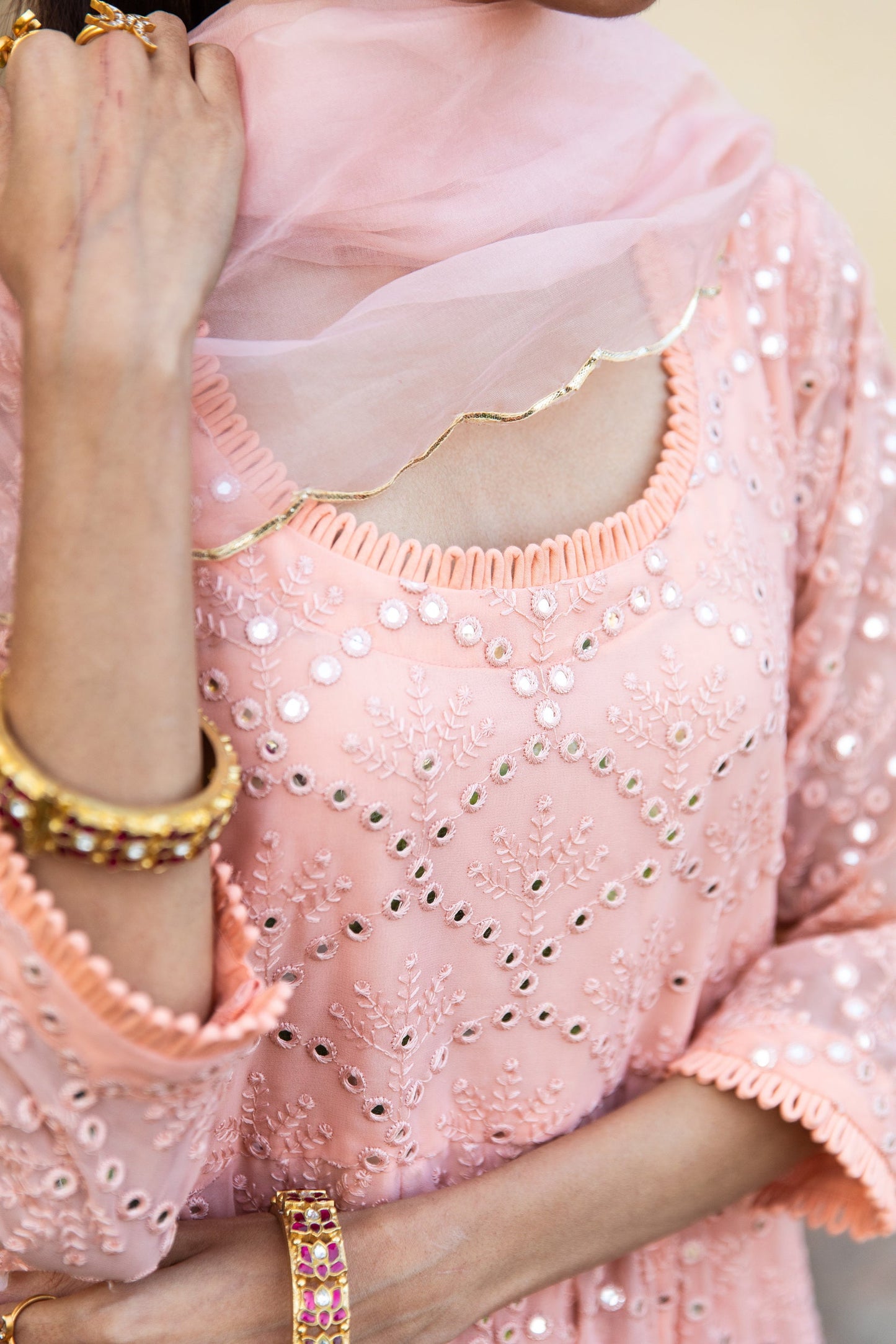 Damini Peach Anarkali Set
