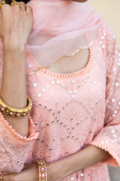 Damini Peach Anarkali Set