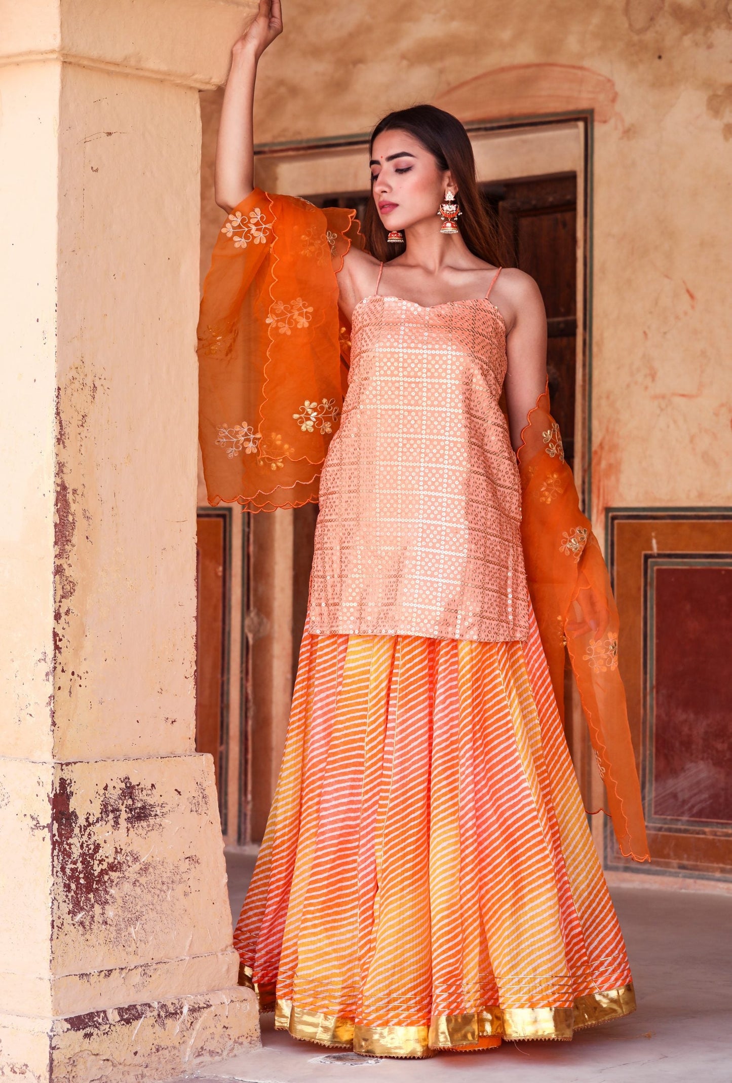 Devaki Orange Lehenga Set